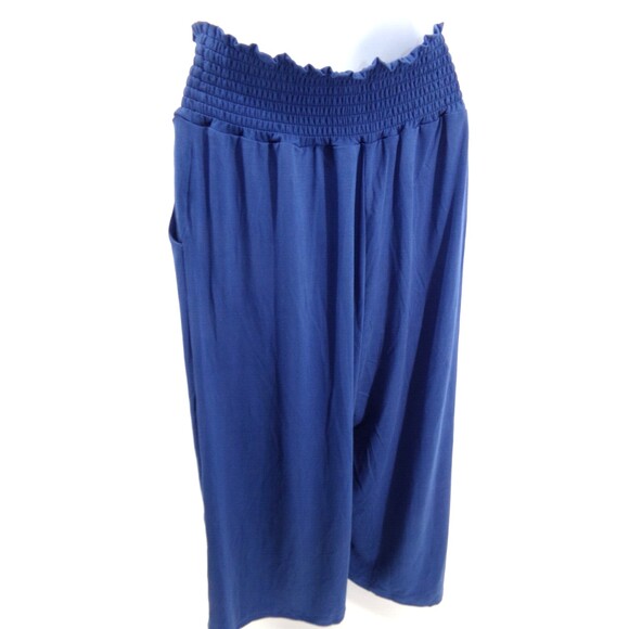 Ninexis Women's Blue Elastic Waist Banded Crop Flare Pants High waist Size SM - Picture 5 of 11